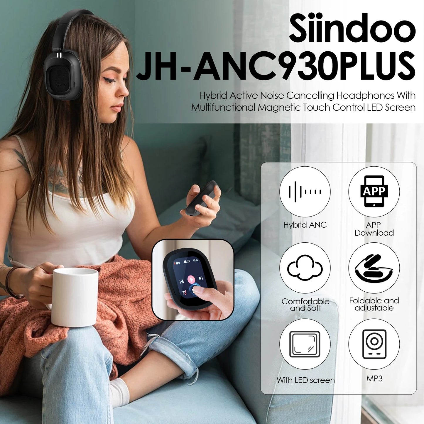 Stakexsindoo Hybrid Wireless Headphone, Active Noise Cancelling Headphones