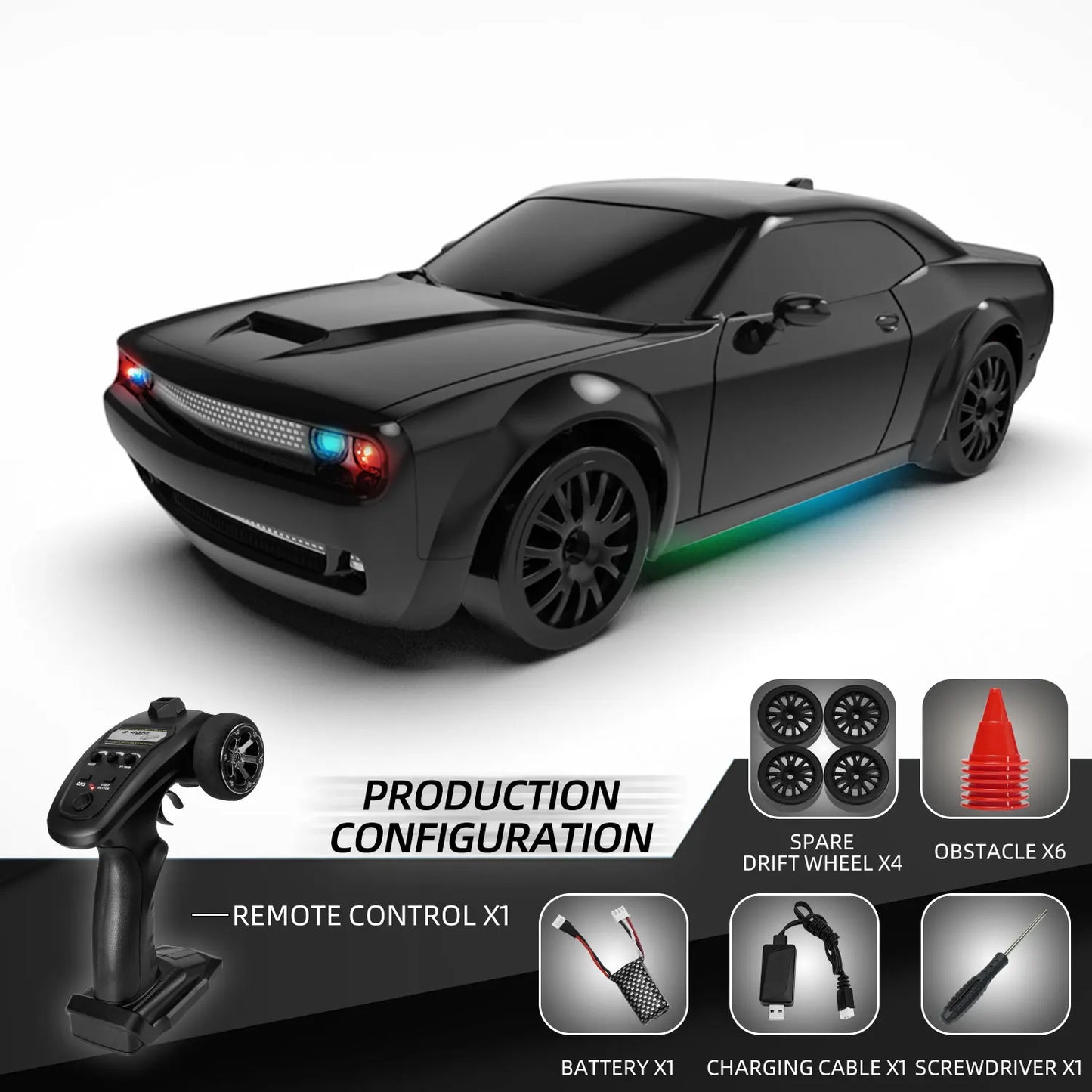 1*Challenger Rc Car Fully Proportional 4WD Gyroscope Drift Car