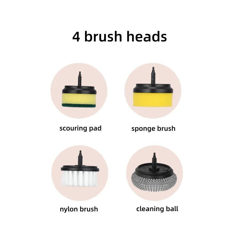 1** Electric Dishwaser Rechargeable with 6 Replaceable Brush Heads