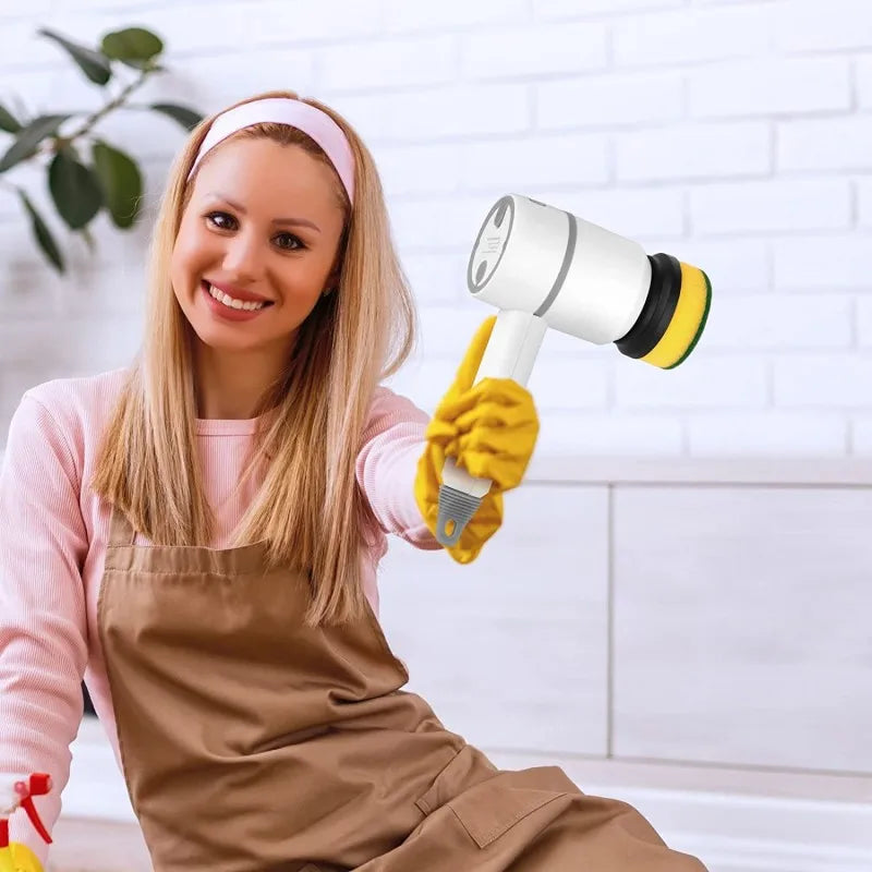 1** Electric Dishwaser Rechargeable with 6 Replaceable Brush Heads