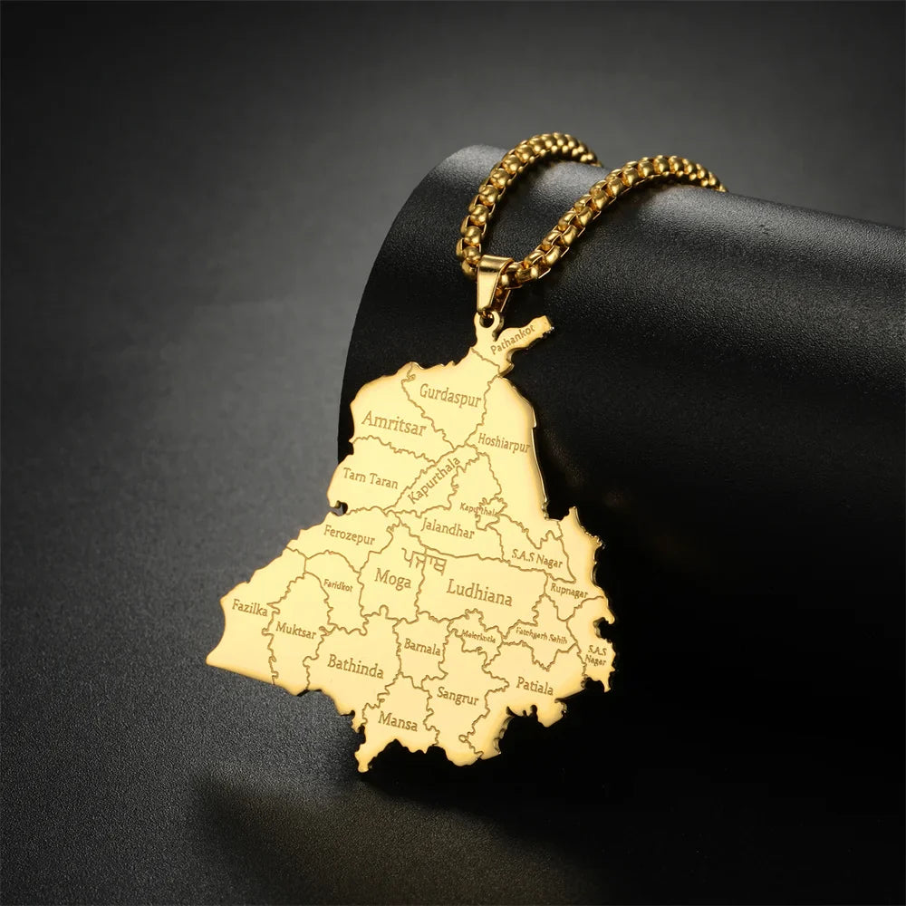 Punjab Map (Gold & Silver)